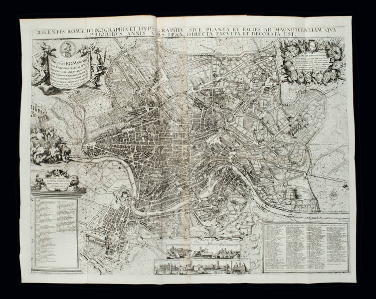 Romae antiquæ et novæ theatrum; sive, genuina ac vera urbis, juxta varios ejusdem status, delineatio topographica. Romae antiquæ et novæ theatrum; sive, genuina ac vera urbis, juxta varios ejusdem status, delineatio topographica.