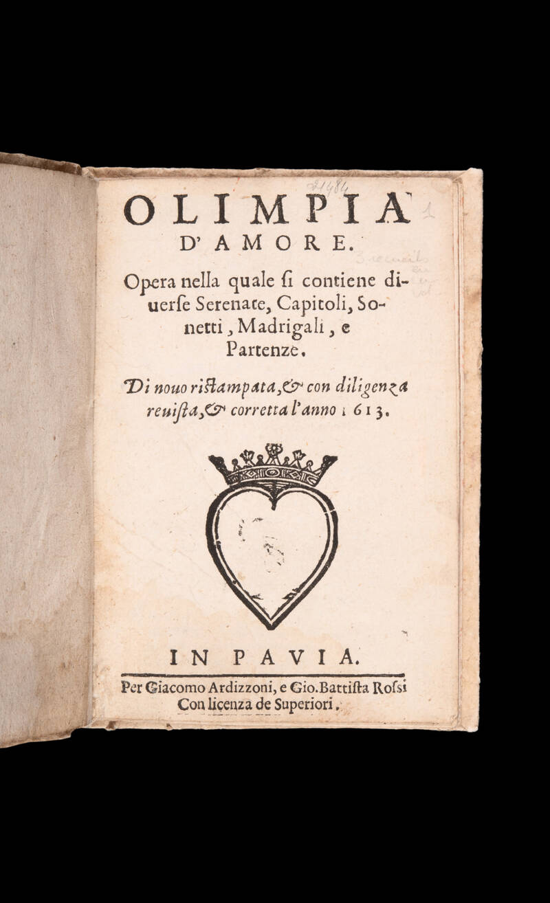 Olimpia d'amore. Opera nella quale si contiene diverse serenate, capitoli, sonetti, madrigali e partenze.