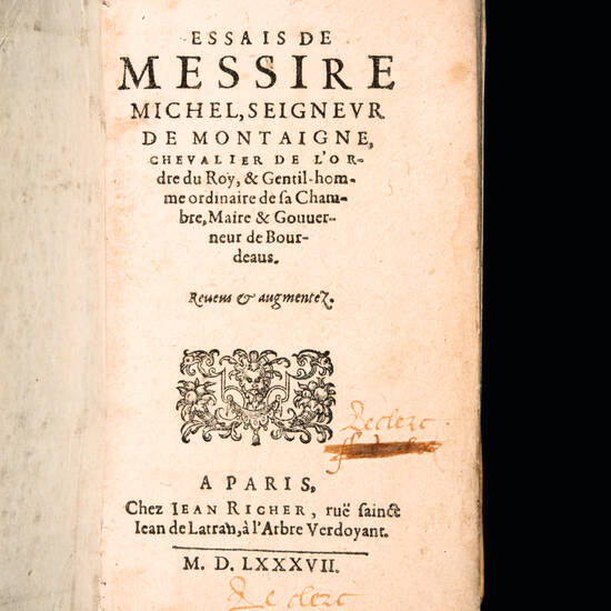 Essais de Messire Michel signeur de Montaigne… Reveus & augmentez.