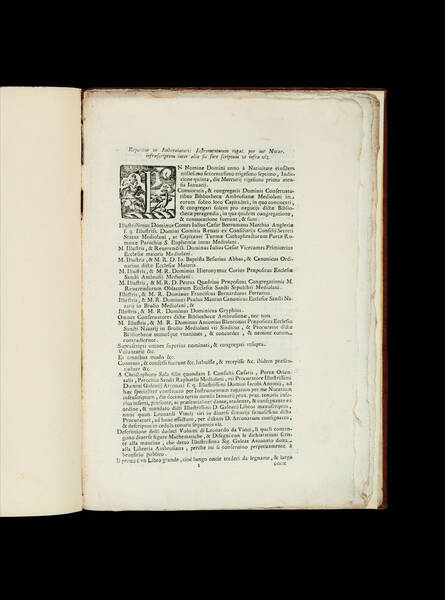[Istrumento della donazione di dodici volumi di Leonardo da Vinci fatta alla Biblioteca Ambrosiana di Milano da Galeazzo Arconati a mezzo del suo procuratore Cristoforo Sola in data 21 gennaio 1637].